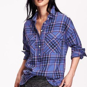 Old Navy - Boyfriend Oversized Flannel Blue